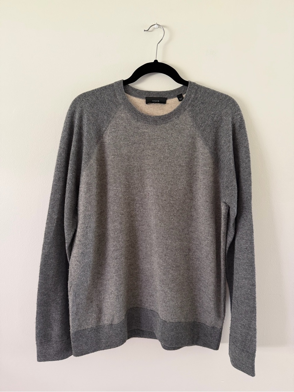 Vince Wool Cashmere Blend Gray Knit Neutral Minimalist Crewneck Sweater Mens M